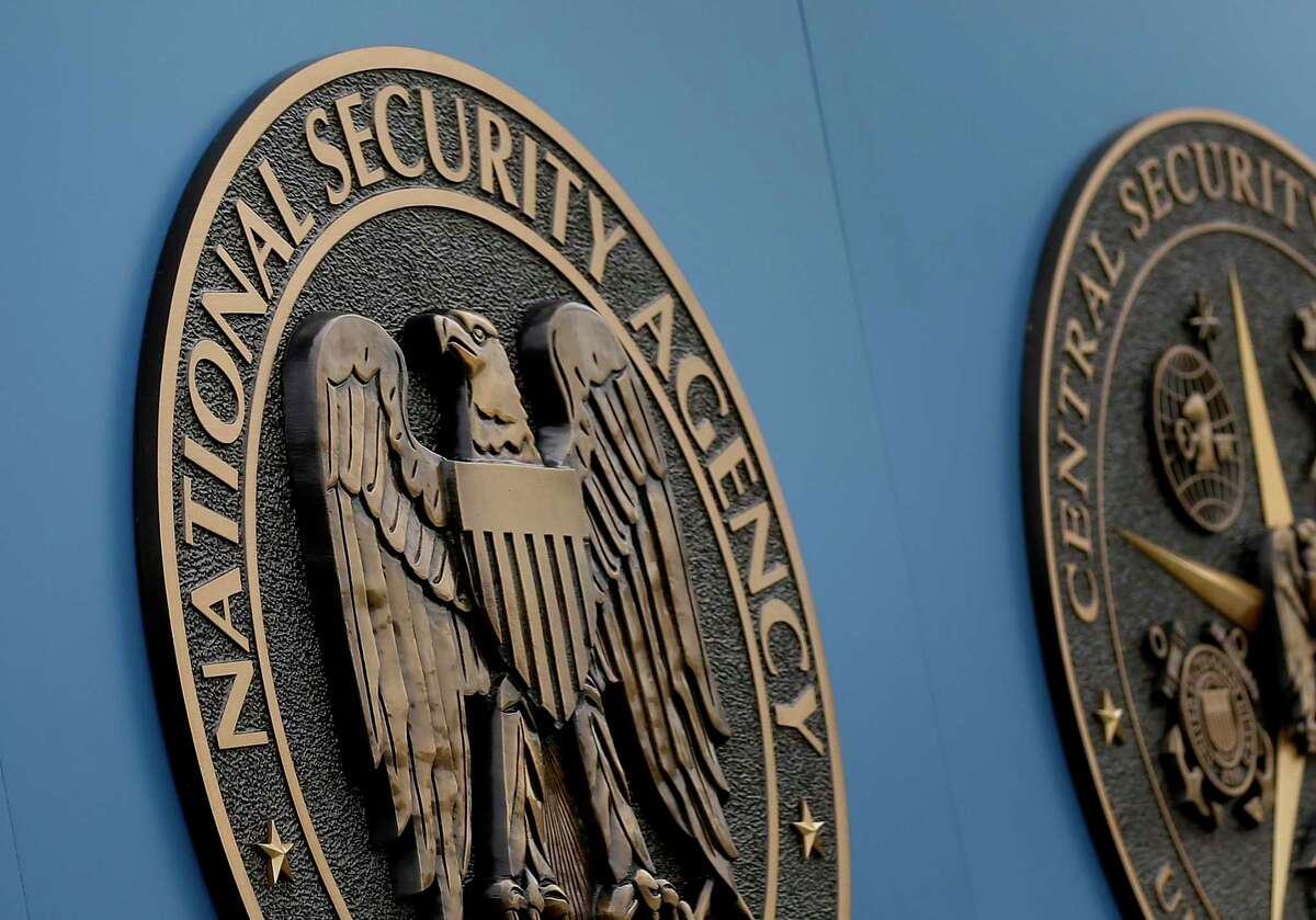 A sign outside the National Security Administration campus in Fort Meade, Md.