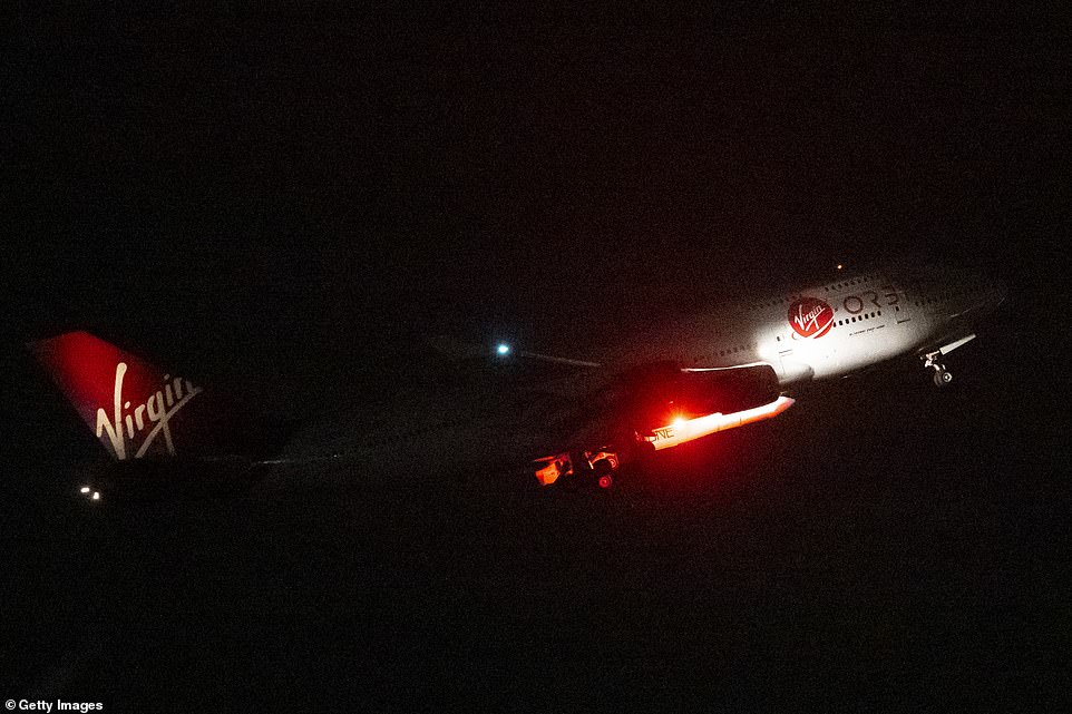 The Virgin Orbit space plane - named Cosmic Girl - reached an altitude of 35,000ft and deployed LauncherOne when it reached the launch zone above the Atlantic Ocean, just off the south coast of Ireland