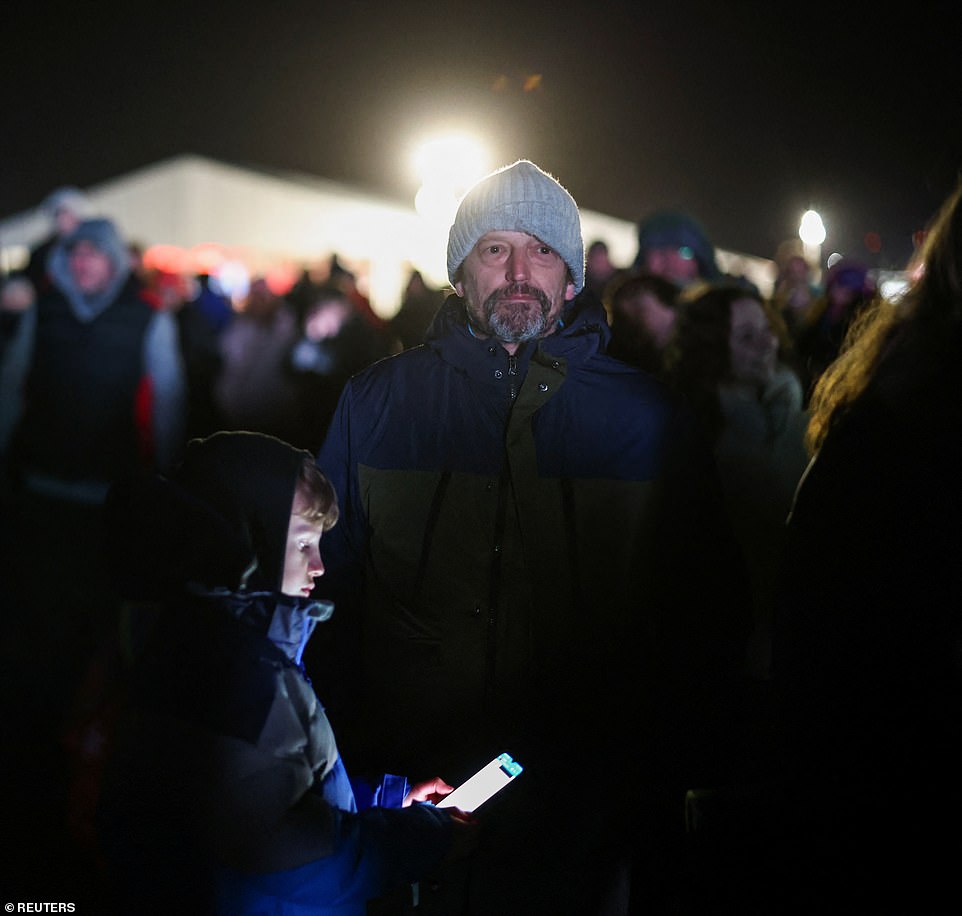 Disappointed: Cosmic Girl returned to a somewhat lukewarm reception at Cornwall Spaceport at about 23:55 GMT as disheartened spectators looked on