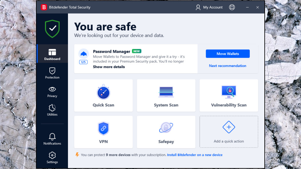 Bitdefender Total Security dashboard