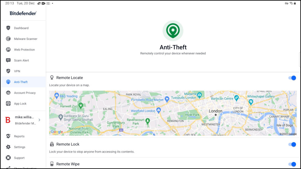 Bitdefender Mobile Security for Android: anti-theft