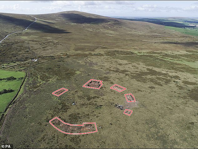 Researchers claimed the 50 standing bluestones from the Waun Mawn (pictured) stone circle were moved to Wiltshire to create Stonehenge. The remaining stones are circled