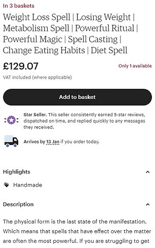 In another post she offered use her magic to help people lose weight for almost £130