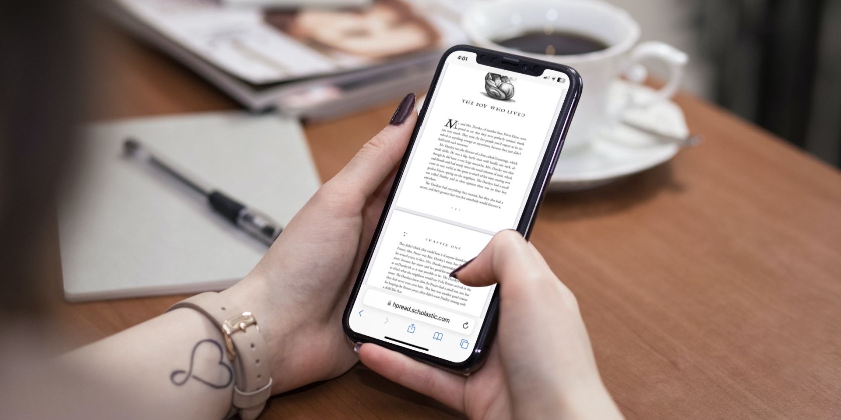 iPhone user viewing a PDF file