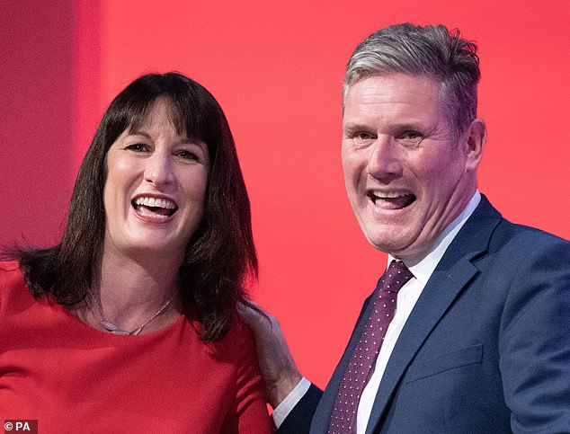 Happy days: Shadow Chancellor Rachel Reeves and her boss Sir Keir Starmer have been sidling up to business leaders