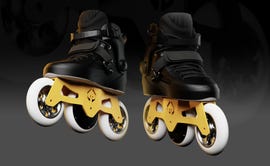 An illustration of electric inline roller skates