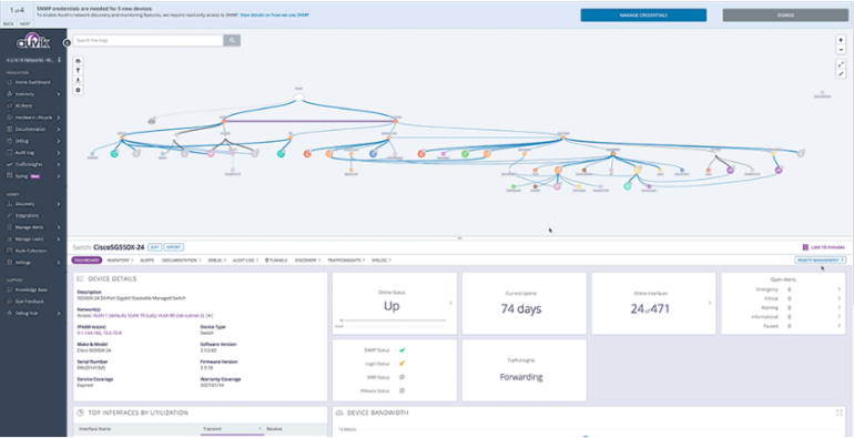 The Auvik dashboard.