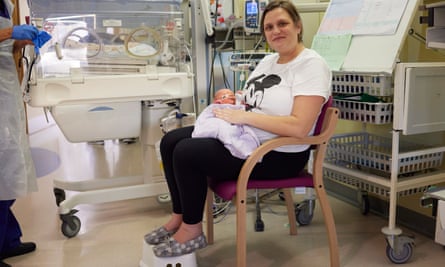 Emily and Austin Ellis at King's College hospital in London