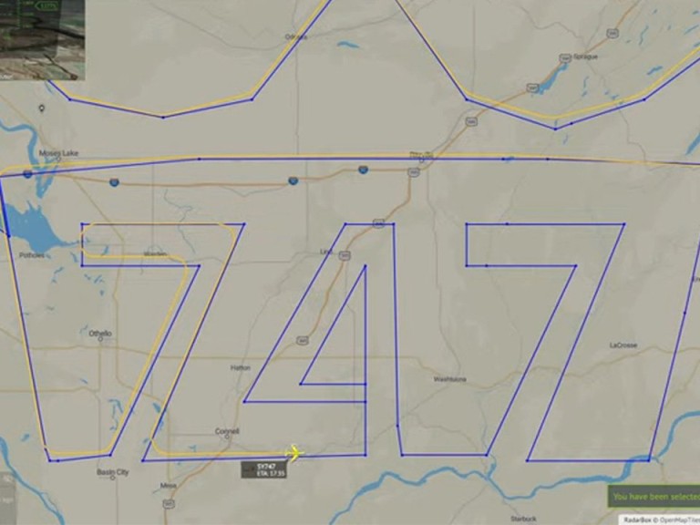 Atlas Air took the last 747 on a special route for its maiden flight over Washington State. It drew a huge crown in the sky and the digits seven, four and seven. The 747 is one of the world’s most recognisable planes and it revolutionised air travel for the masses (Picture:AIRNAV)