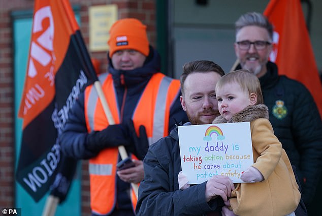 Ambulance workers are also striking today, like those from union GMB on the picket line outside Gateshead Ambulance Station