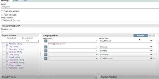 Mapping in SnapLogic