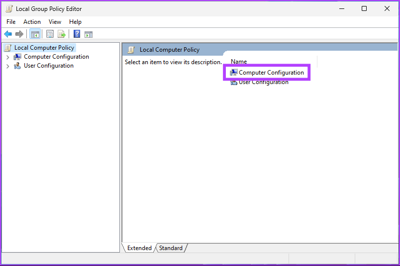 select Computer Configuration.