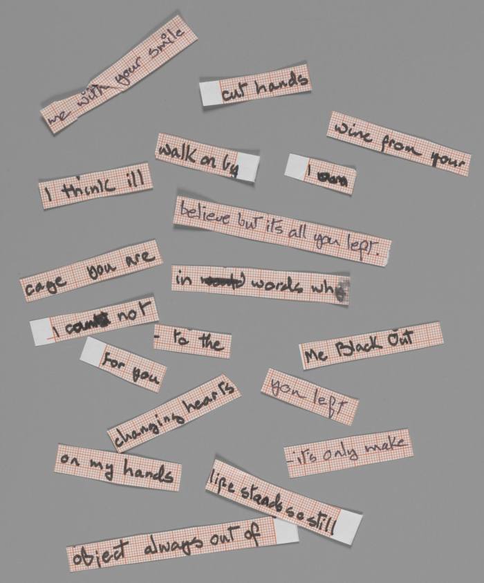 Cut-up lyrics for ‘Blackout’ from David Bowie’s 1977 album ‘Heroes’