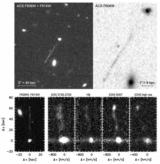 'Runaway' black hole the size of 20 million suns found speeding through space with a trail of newborn stars behind it