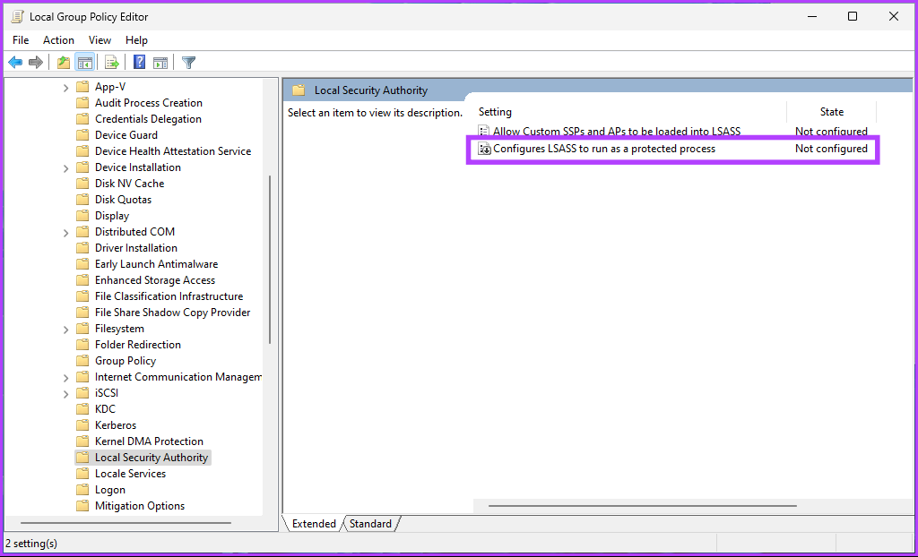 Select ‘Configure LSASS to run as a protected process.’