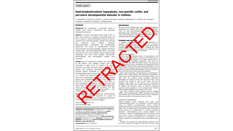 Wakefield's paper was retracted by the Lancet in 2010