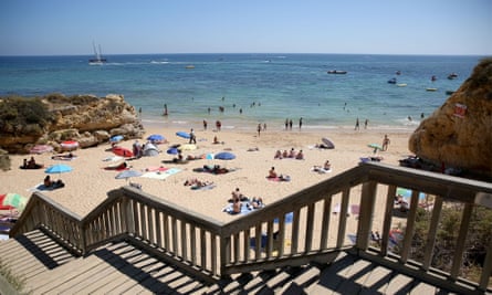 Oura beach in Albufeira on the Algarve, Portugal.