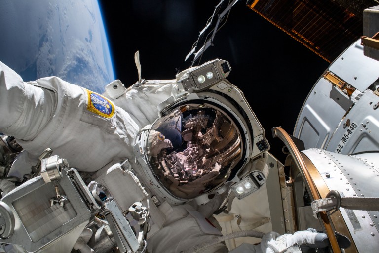 Koichi Wakata during a spacewalk