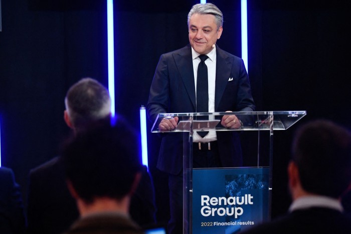 Renault Group’s Chief Executive Luca De Meo presents the group’s 2022 annual results