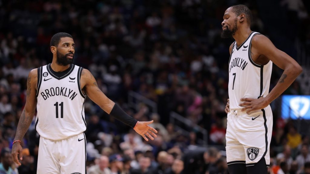 Kyrie Irving and Kevin Durant with Nets