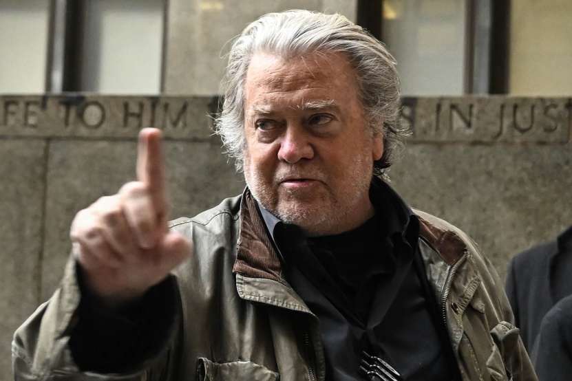 NEW YORK, US - JANUARY 12: Former US President Donald Trump's adviser Steve Bannon, who stands accused of fraud over funds raised to support the construction of US-Mexico border wall, attends a hearing in Manhattan, New York on January 12, 2023. (Photo by Fatih Aktas/Anadolu Agency via Getty Images)