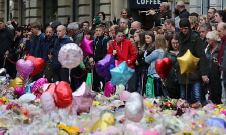 Tributes to the victims to the Manchester Arena attack in St Ann's Square in May 2017