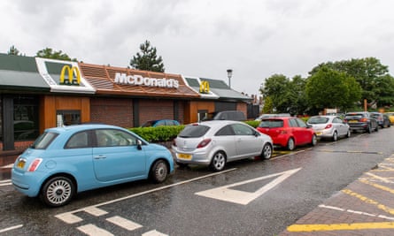 Long queue of cars