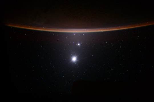 Moon, Venus, and Jupiter from the ISS