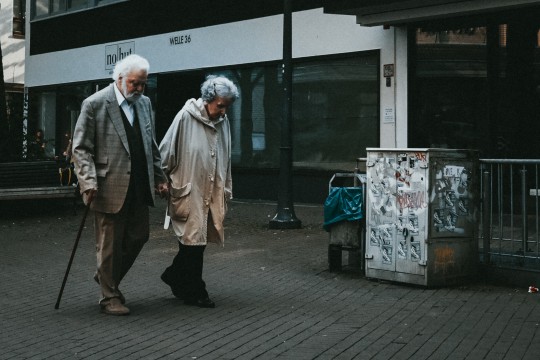 Old couple walking