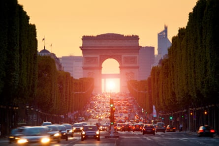 The Arc de Triomphe at sunset