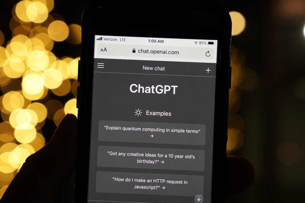 A general view of the ChatGPT website as seen on a smart-phone in New York, NY on January 12, 2023.