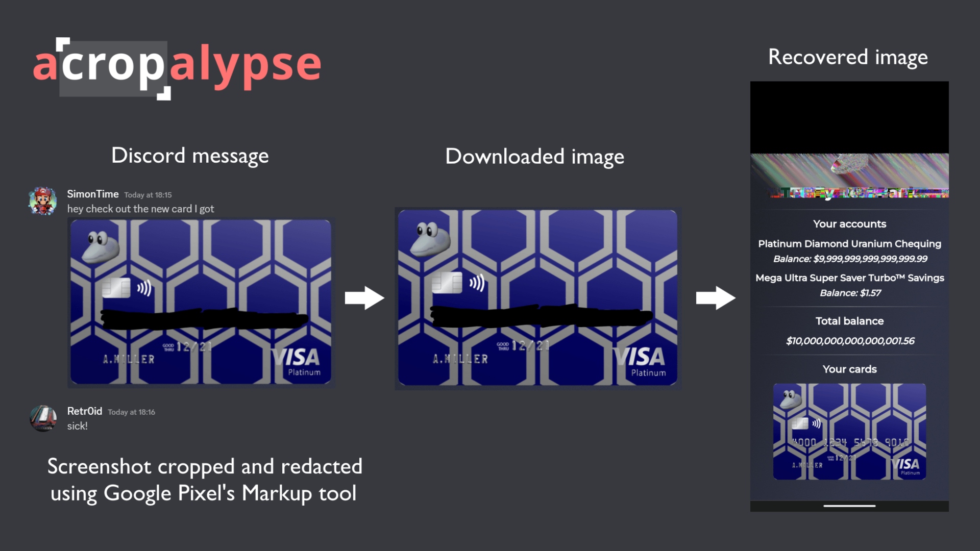 Pixel screenshot markup vulnerability acropalypse