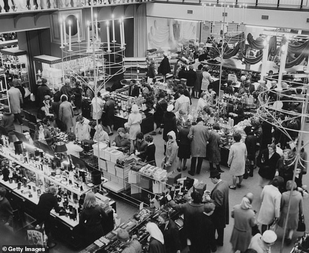 Shoppers crowd the aisles of the John Lewis department store on Oxford Street, London in 1966