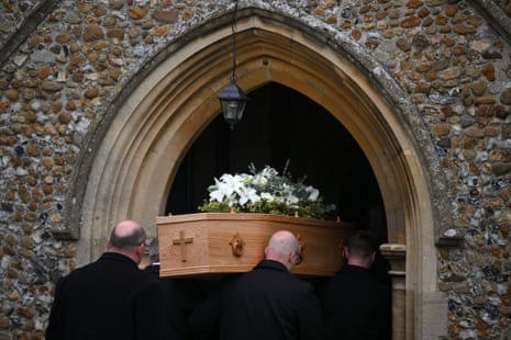 Pallbearers carry the coffin of Betty Boothroyd into St George’s Church.