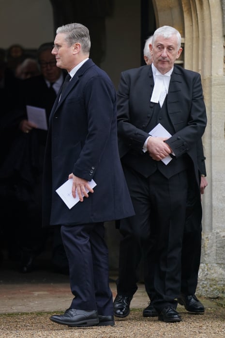 Keir Starmer (left) and Sir Lindsay Hoyle at the funeral.