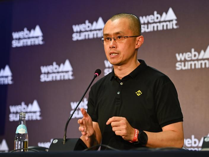 Lisbon , Portugal - 2 November 2022; Changpeng Zhao, Co-Founder &amp; CEO, Binance, at Media Village during day one of Web Summit 2022 at the Altice Arena in Lisbon, Portugal. (Photo By Ben McShane/Sportsfile for Web Summit via Getty Images)