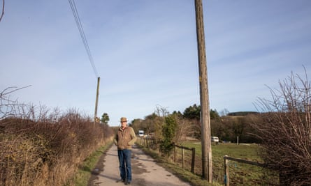 So close but so far out of reach: Clive Johnson is just 50 yards from a power supply line, but quoted £40,000 to connect him to mains electricity.