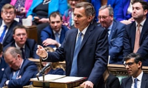 Chancellor Jeremy Hunt stands at the dispatch box as he delivers his first budget.