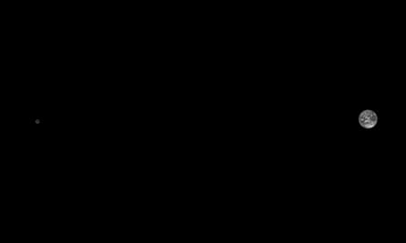 Earth and the moon from space, captured by Nasa’s Lucy spacecraft.