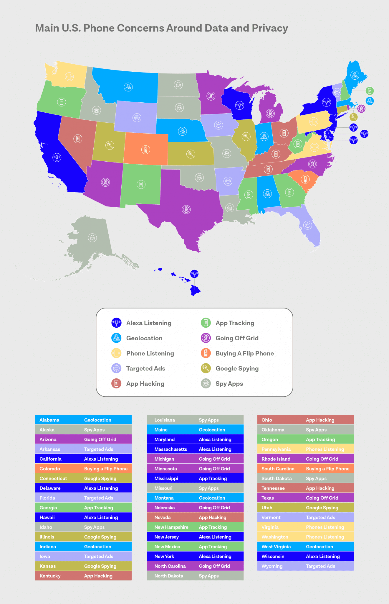 Top privacy concerns by state