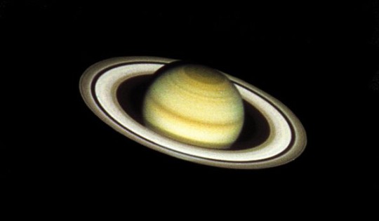 This color image of Saturn was taken with the Hubble Space Telescope's wide field camera in August 1990, when the planet was at a distance of 360million miles from Earth