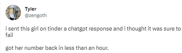 ChatGPT has proven to be the ultimate wingman among men looking for love online - the chatbot helped one Tinder users get a date in less than one hour
