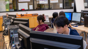 Students working on computers