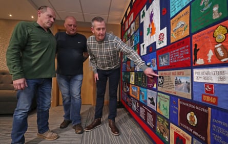 L-R: Former soldiers Dave Hardy, Mike Drew and James Leatherbarrow, who survived the 1988 IRA bus bomb in Ballygawley, at a reunion organised by the South East Fermanagh Foundation victims advocacy group at the Silverbirch hotel, in Omagh.