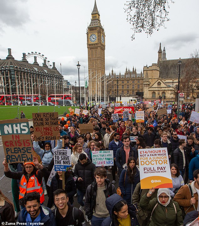 Up to 47,600 doctors below the rank of consultant have thrown the health service into chaos with the strike