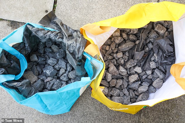 Ruth Rakes, 63, whose ancestors have lived in the town for centuries, has collected bags of chippings from the road - saying she has a good mind to drop them at the council's doorstep