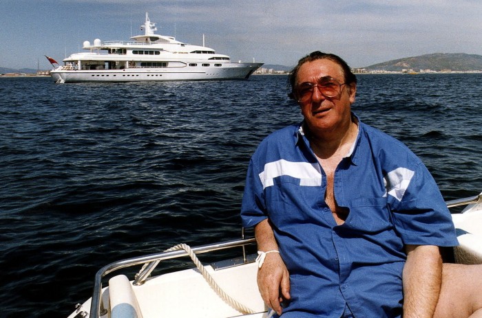 Robert Maxwell in front of his yacht. It transpired after his death that the media mogul had used assets belonging to his Mirror group pension fund to prop up his companies, prompting a public clamour for tighter pension rules