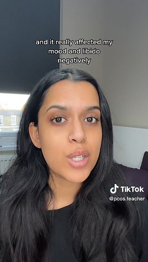 'Hormonal contraception has never agreed with my body. I've been on five to six types of birth control and during this period, I developed cystic acne, I put on a lot of weight and it really affected my mood and libido negatively,' another TikTok user @pcos.teacher said