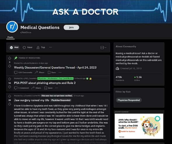 A screenshot of r/AskDocs on Reddit