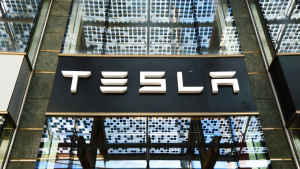 Tesla (TSLA stock) Motors store in Piazza Gae Aulenti square in Milan, Italy